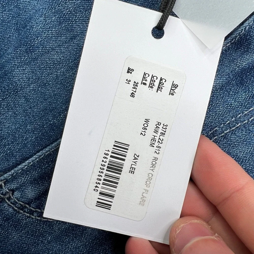 Paige Rory Crop Flare Jeans Womens 31 Zaylee Blue Stretch Raw Hem Denim New Nwt - Picture 11 of 15